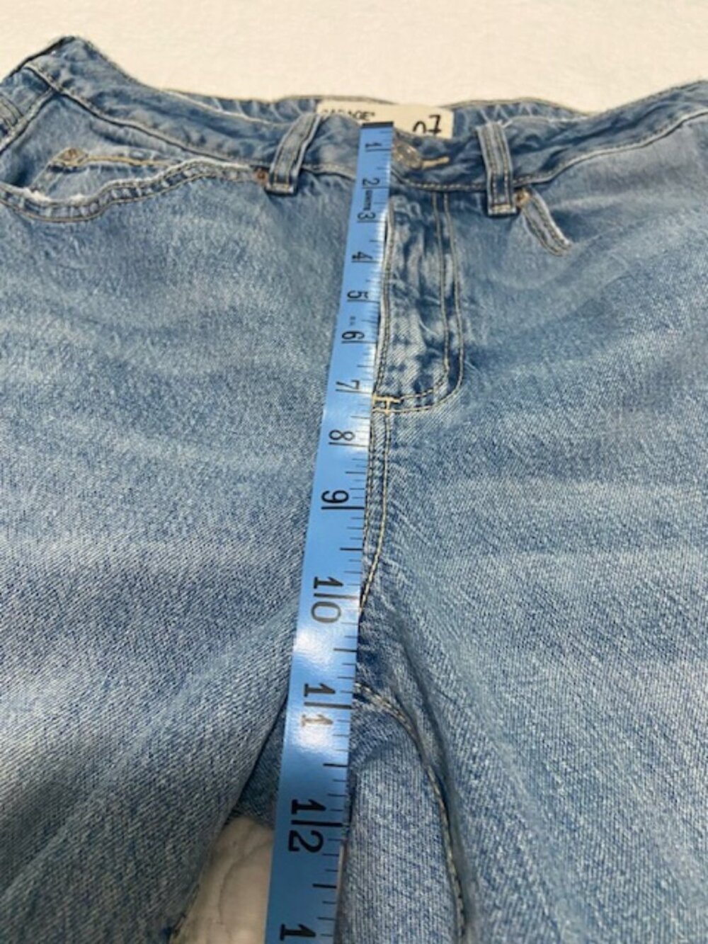 Garage Womens Jeans Distressed Blue Denim High Rise Straight Ankle F499 Size 07 - Picture 12 of 12